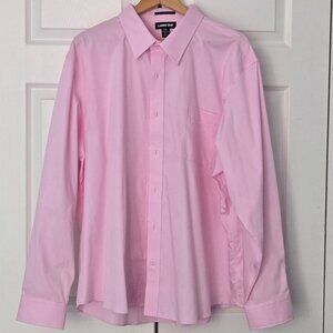 Lands' End Supima No Iron Traditional fit pink button-up dress shirt